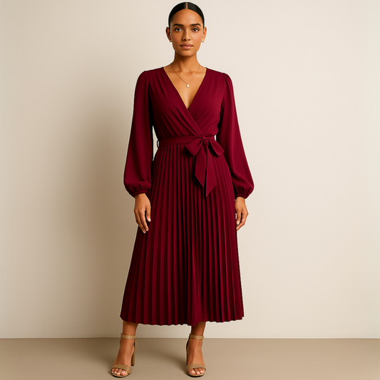 PLISSÉ MAXI-JURK