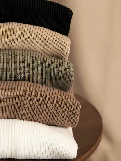 Geribde O-hals Trui Beige